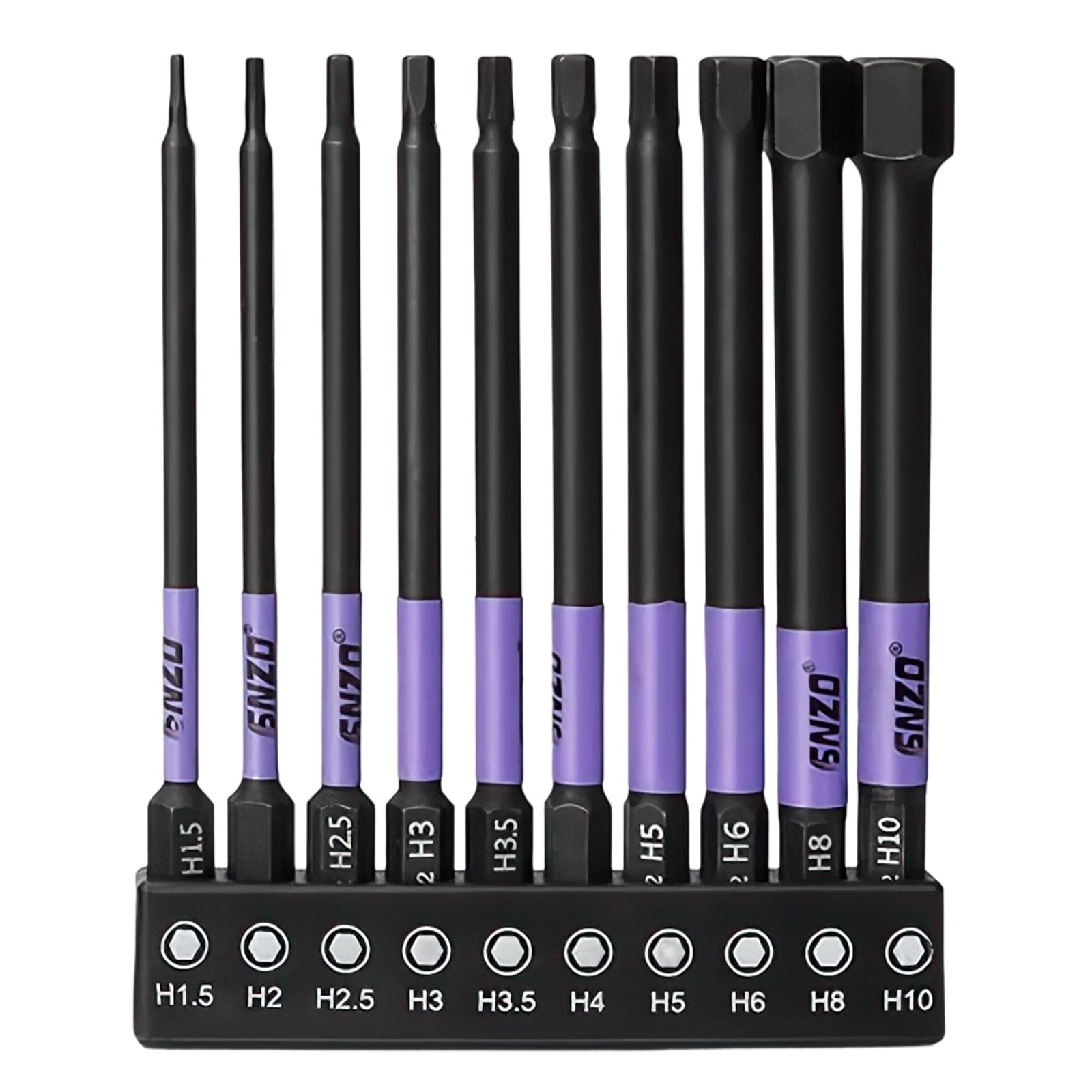 10-Piece Allen Key Drill Bit Set, Long Hex Bit Set with Magnetic Tips, 100mm H1.5-H10 Metric Sizes, S2 Steel Construction Long Screwdriver Bits, Hex Shank for Drills and Drivers in Industrial or Home