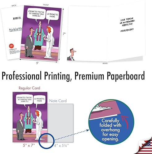 Miniatura 3 de NobleWorks Divertida tarjeta de felicitación de boda española con sobre de 5 x 7 pulgadas (1 tarjeta), felicitaciones, gracias cambiar todo