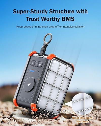 Miniatura 5 de BROWEY Estación de energía portátil de 153 Wh para acampar, pequeño generador solar con manivela de 120 V 150 W, toma de corriente alterna, batería