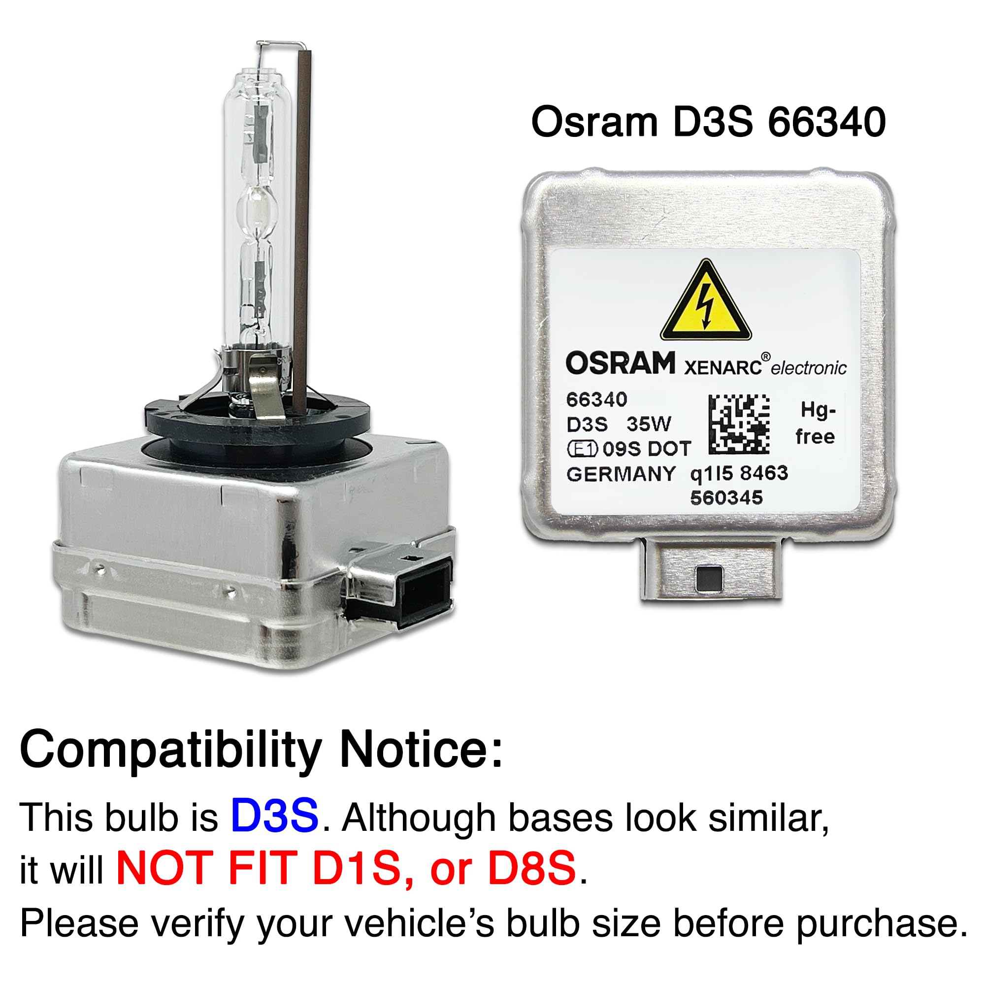 Amazon.com: OEM D3S HID Xenon Headlight Bulb 66340 42V 35W PK32d-5