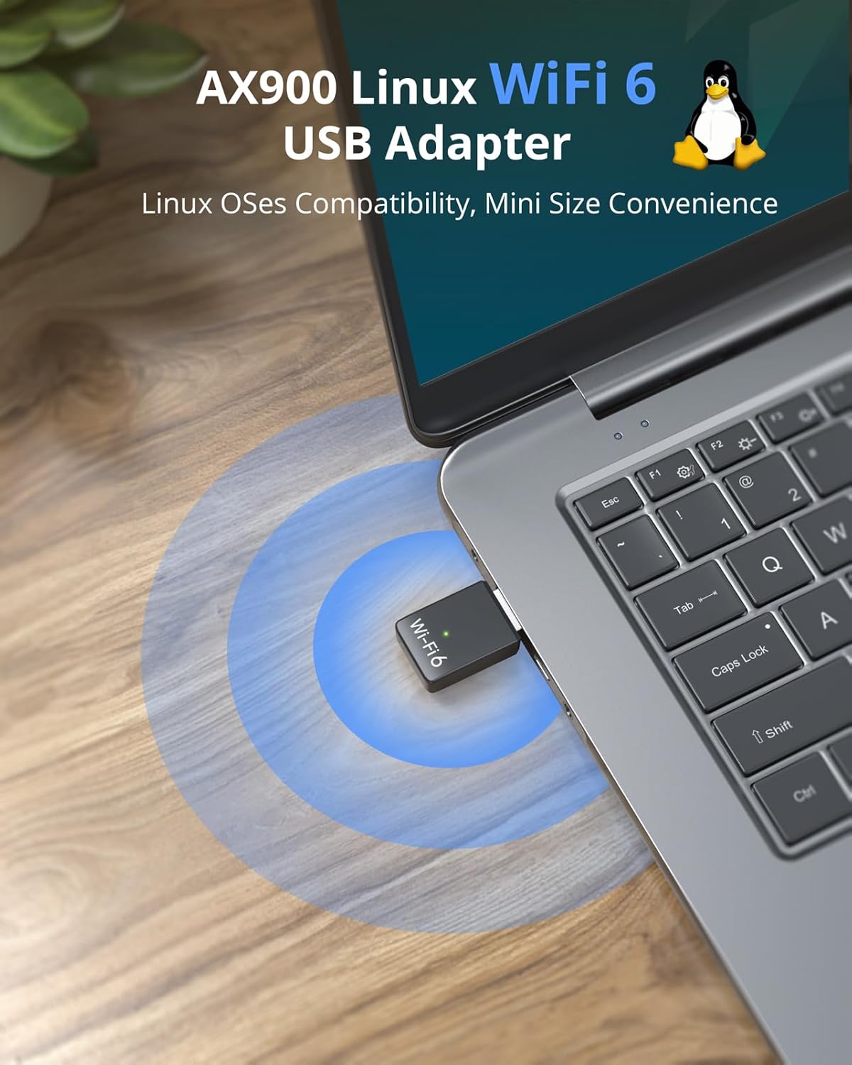 BrosTrend AX900 Mini USB WiFi 6 Linux Compatible WiFi Adapter for Ubuntu, Debian, Mint, Zorin, Raspberry Pi OS, Kubuntu, PureOS, Windows 7/10/11 etc. Wi-Fi 6 Wireless Dongle, Dual Band 5GHz + 2.4GHz
