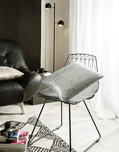 Miniatura 2 de Xinrjojo Juego de 2 fundas de almohada decorativas de 16 x 16 pulgadas, color gris, cuadradas, plateadas, para el hogar, sofá, silla, asiento