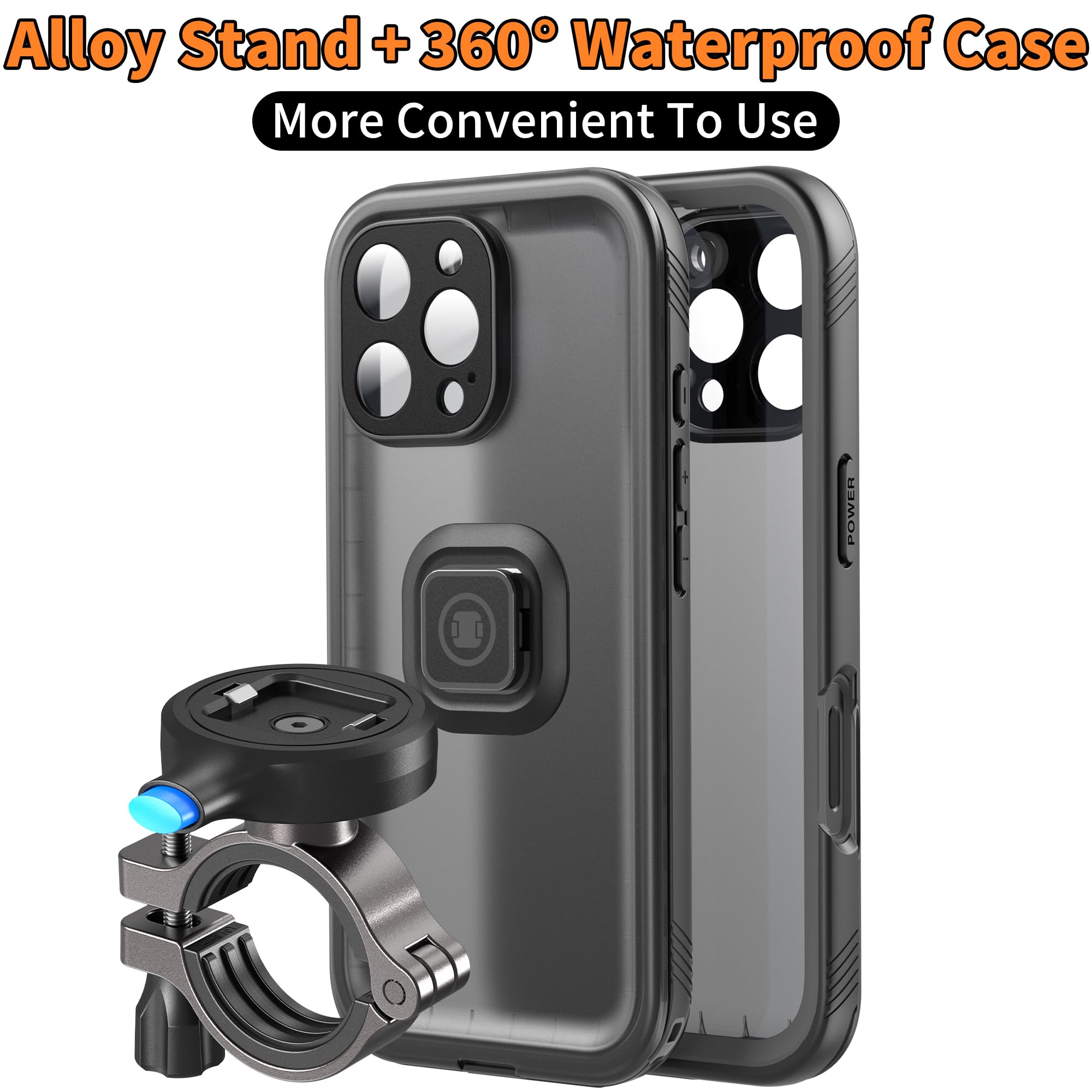Cozycase Antykradzieżowe-Wodoszczelne-Szybkie Odblokowanie 1S do iPhone 16 Pro Uchwyt na Telefon do Roweru – Uchwyty Rowerowe na Kierownicę Motocykl Rower Szosowy Górski MTB Uchwyt