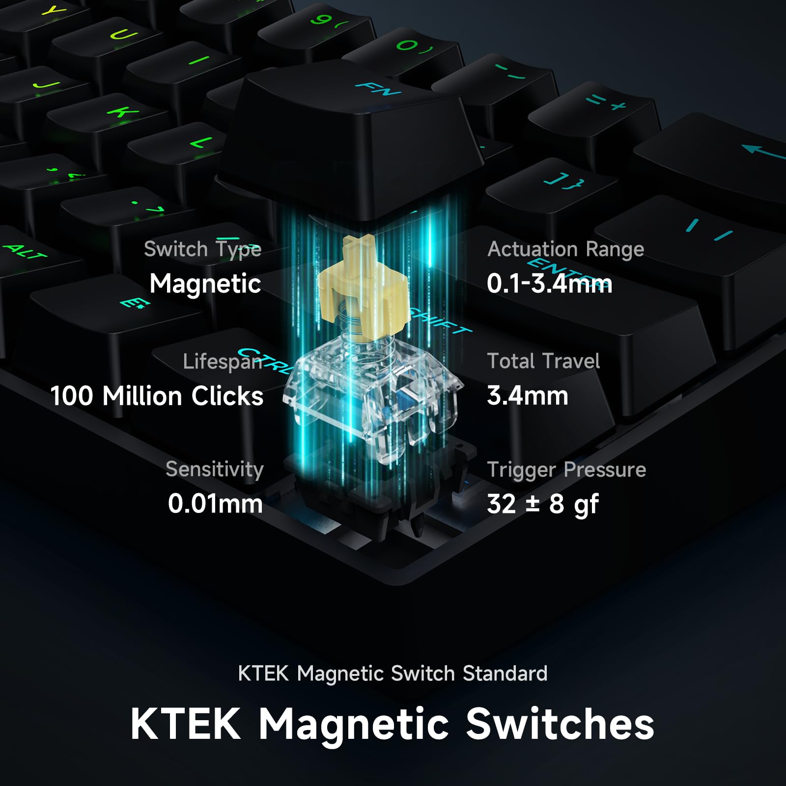 MCHOSE Ace60 Pro HE Clavier Gamer Magnétique, Clavier Filaire 60%, Effet Hall, 8kHz Rapid Trigger, Précision RT 0,01 mm, Actionnement Réglable, Snap Tap, RGB, Touches PBT, Hot Swap, SOCD, PC/Mac, Noir