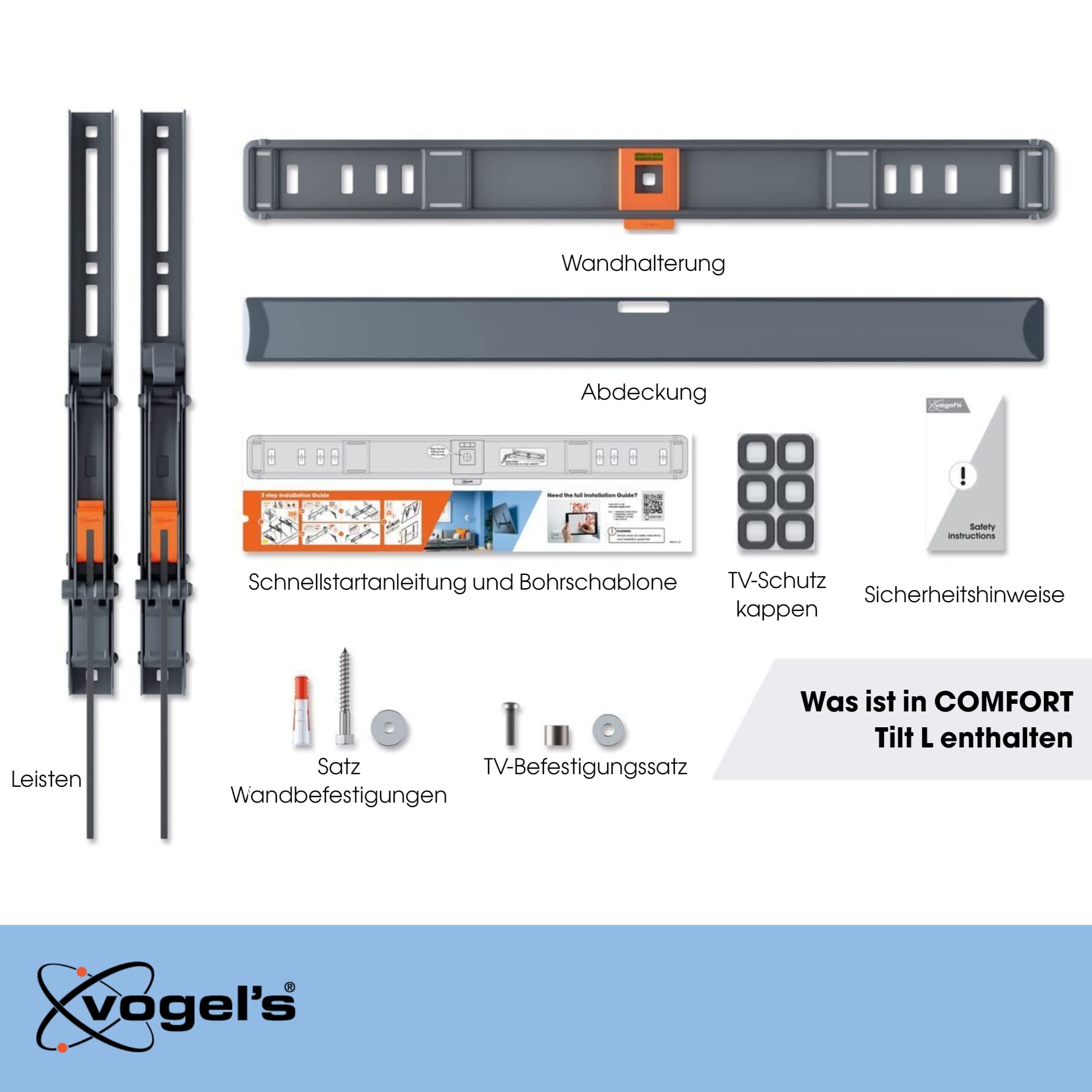 Vogel's Comfort TVM 3615 Neigbare TV-Wandhalterung für 40-77 Zoll Fernseher, Max. 35 kg, TV Halterung max. VESA 600x400, Universelle Kompatibilität