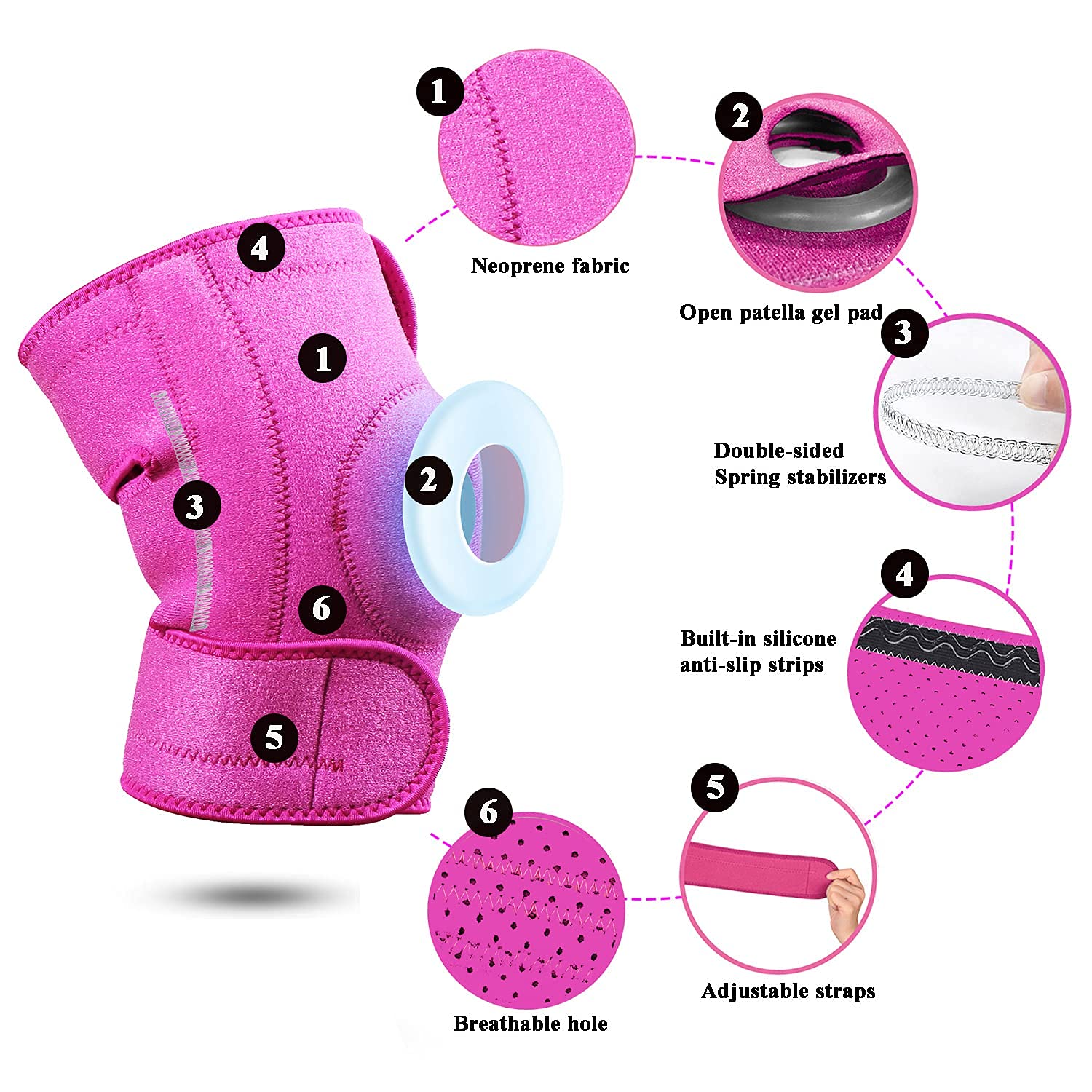 Rodillera para mujer, rodilleras para dolor articular, mangas de compresión ajustables para piernas para artritis/desgarro de menisco/alivio del dolor de rodilla, rodilleras para correr, regalos par
