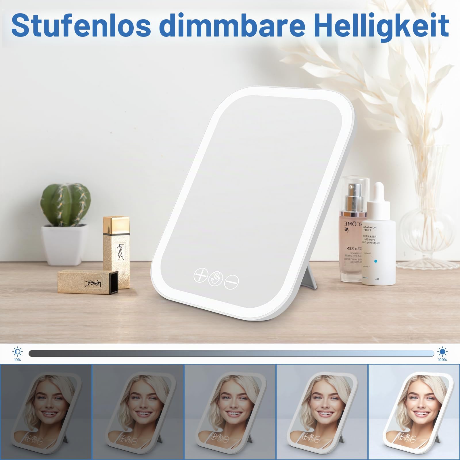 NIKYJM Tageslichtlampe 10000 Lux, Lichttherapielampe mit 3 Farbtemperaturen, 10 Helligkeitsstufen und 6 Timer, UV-freie LED Lichttherapielampe Tageslicht, Touch-Control Sonnenlicht Lampe