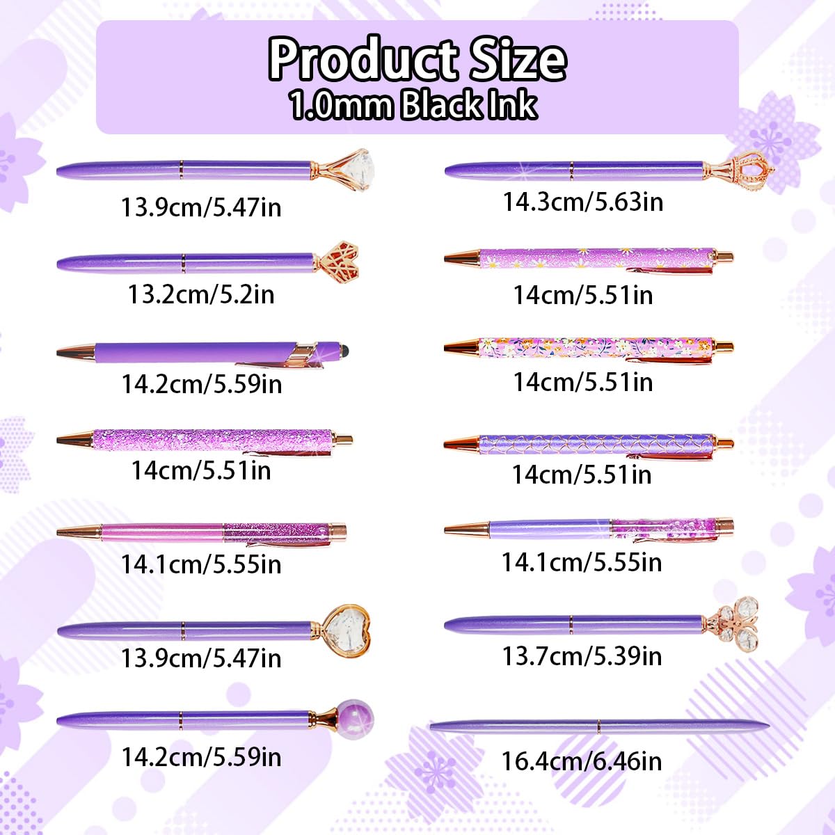 XingyLi 28Pcs Purple Pen Crystal Diamond Ballpoint Pens Set - Image 2