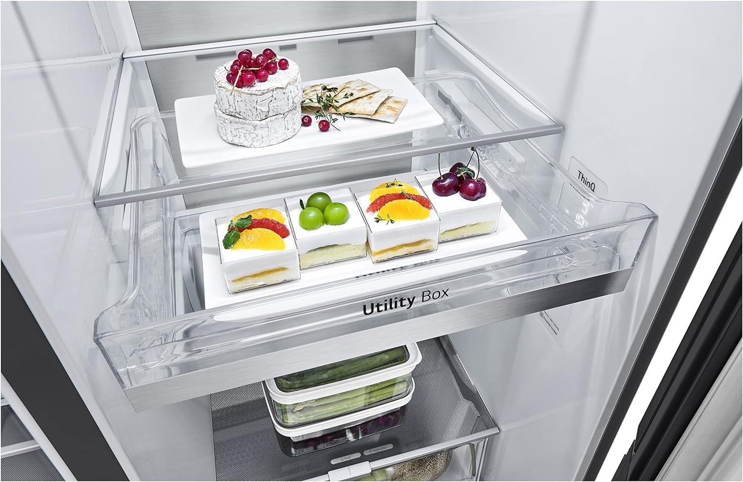 LG GSXV90MCDE Side-by-Side Kühlschrank mit Gefrierfach (628 L, Energieklasse D) mit InstaView, Door-in-Door, Craft Ice, Eis- und Wasserspender, Total No Frost, Schwarz