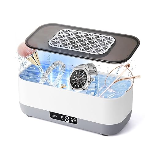 Ultrasonic Jewelry Cleaner, 45KHz Ultrasonic Cleaner Machine for Jewelry, Eyeglasses, Watch Strap, Rings, Dentures, 3 Gear Cleaning Mode
