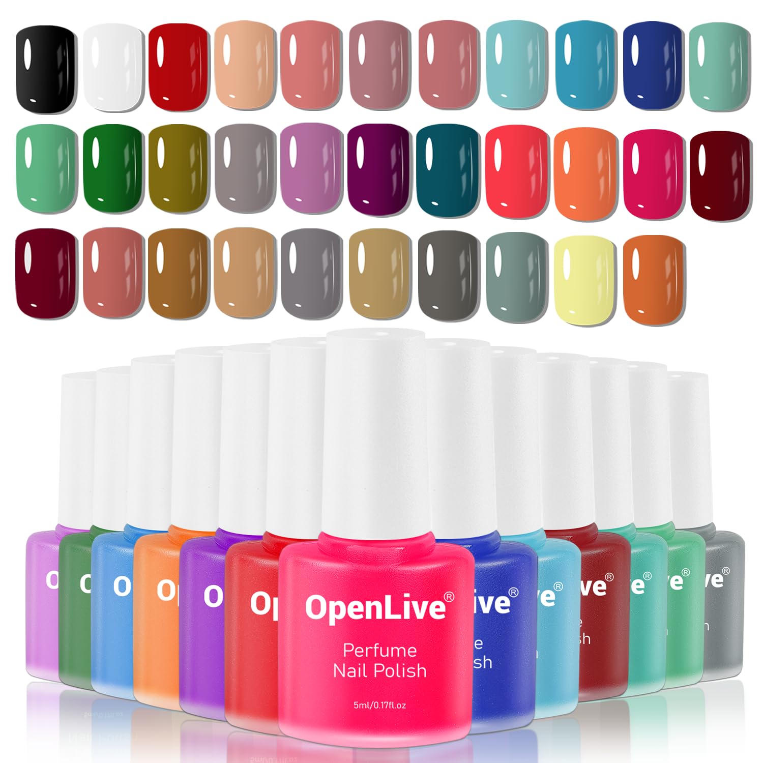 Photo 1 of OpenLive 32 Color Perfume Nail Polish Set, Red Pink Pueple and Green Quick Drying Nail Polish Set for Women Salon DIY Nail Art