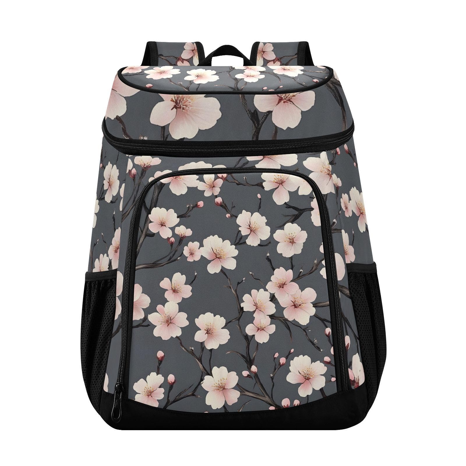 Pink Cherry Blossoms Floral Cooler Backpack Cooler Insulated Leak Proof Lunch Backpack 36 Cans Waterproof Soft for Men Women Picnic Hiking Camping Beach