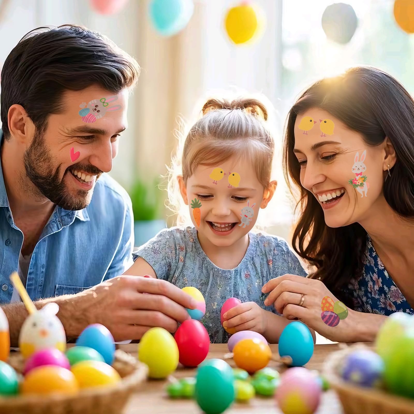 Zienlay Easter Temporary Tattoos for Kids - 230+ Easter Bunny & Egg Tattoo Stickers for Face, Waterproof Easter Party Favors, Egg Hunt, Basket Stuffers, Goodie Bags Fillers, Spring Festival Fun