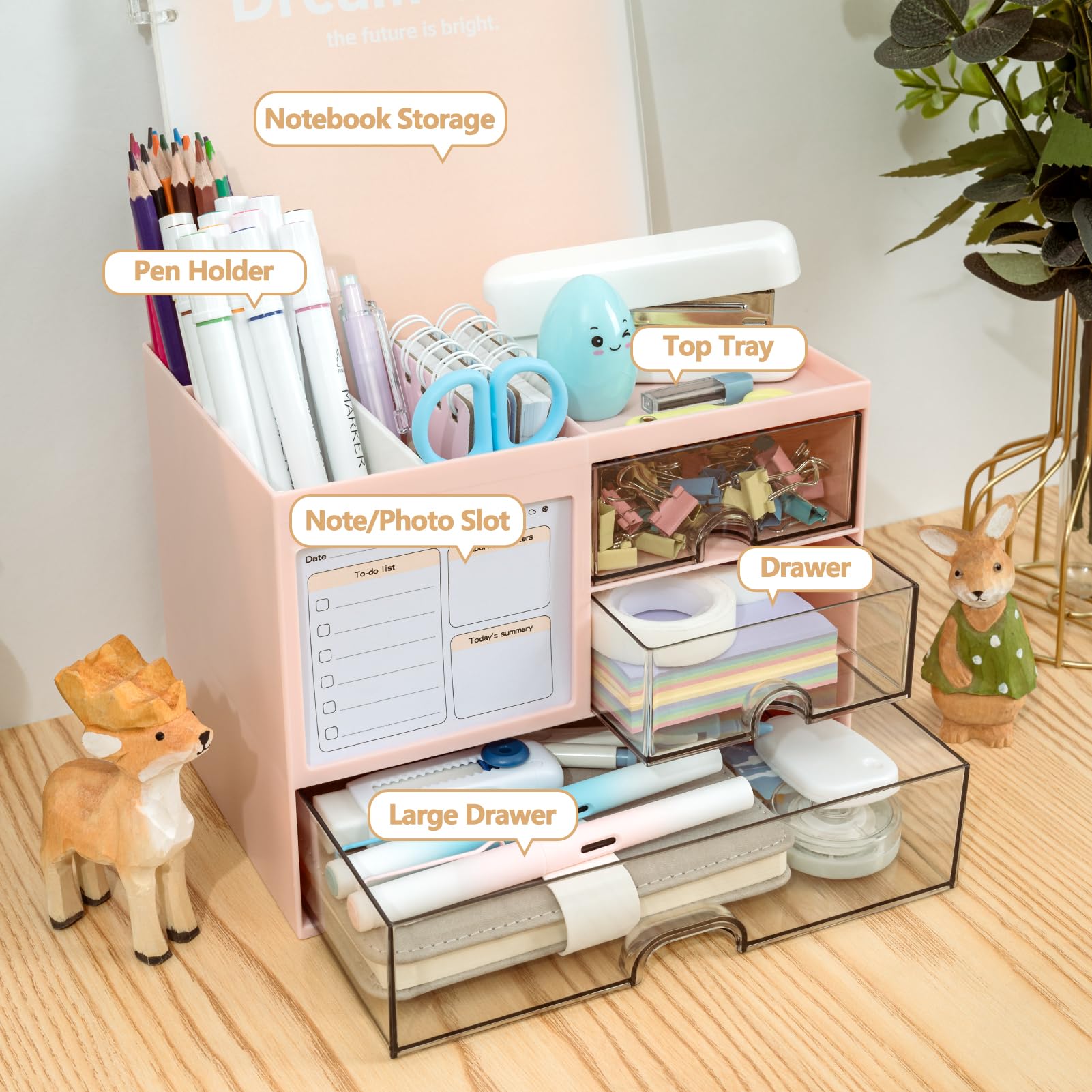 RISEMART Desk Organiser with 3 Drawers, Desk Tidy Organiser with Pen Holder - Image 2