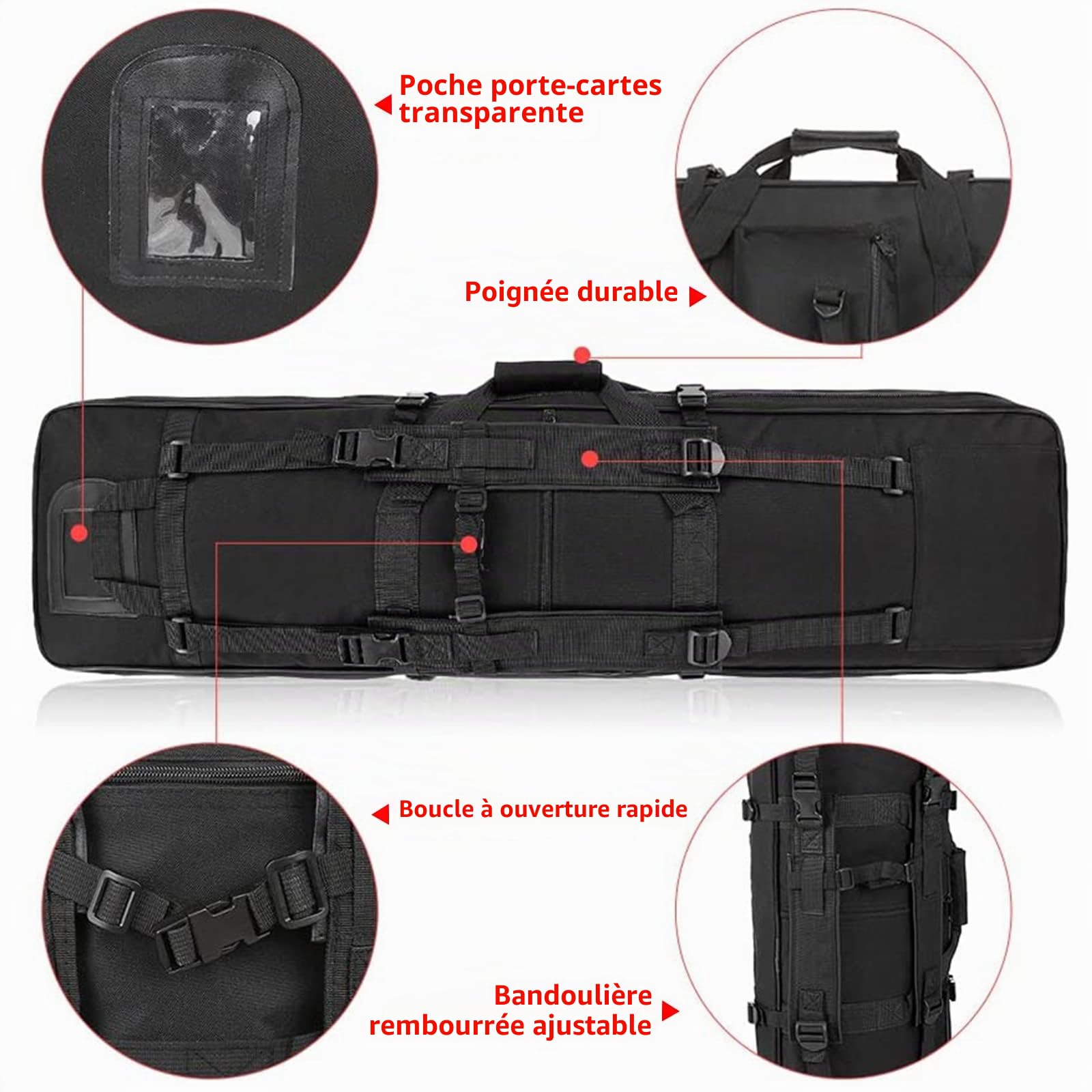 Housse de Transport Airsoft,Sac À Dos Tactique de Fusil avec Rembourée,Housse de Transport pour 2 Fusils À Air,pour ArmeLongue Protection de Réplique Airsoft