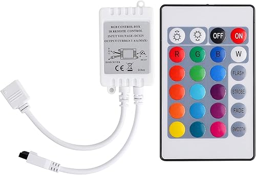 Miniatura 10 de SUPERNIGHT Controlador de tira LED RGB, caja de controlador RGB de 2 puertos con control remoto IR de 44 teclas, controlador LED DC12V-24V para tira