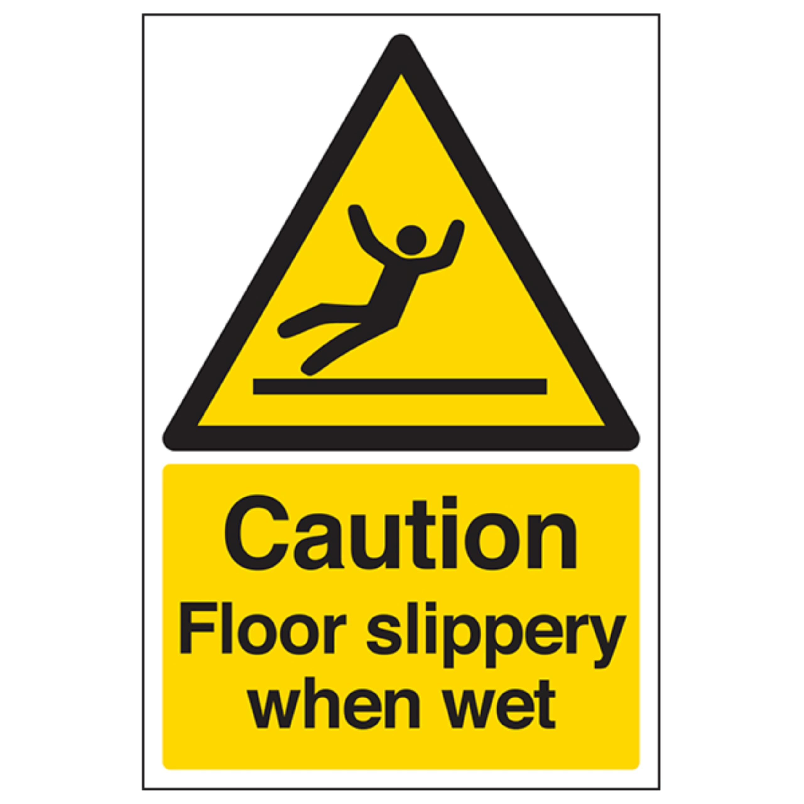 V Safety Caution Floor Slippery When Wet Warning Sign - 150mm x 200mm - Self Adhesive Vinyl