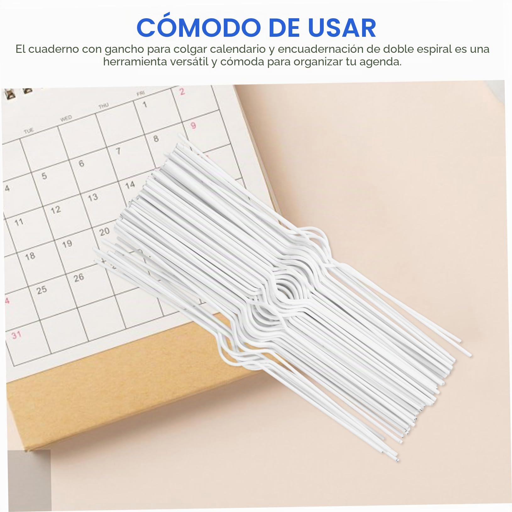 SHINEOFI 100Piezas Ganchos para Calendarios de Hierro Soporte Multifunional para Encuadernación Instalación para Colgar Calendarios Notas y Posters