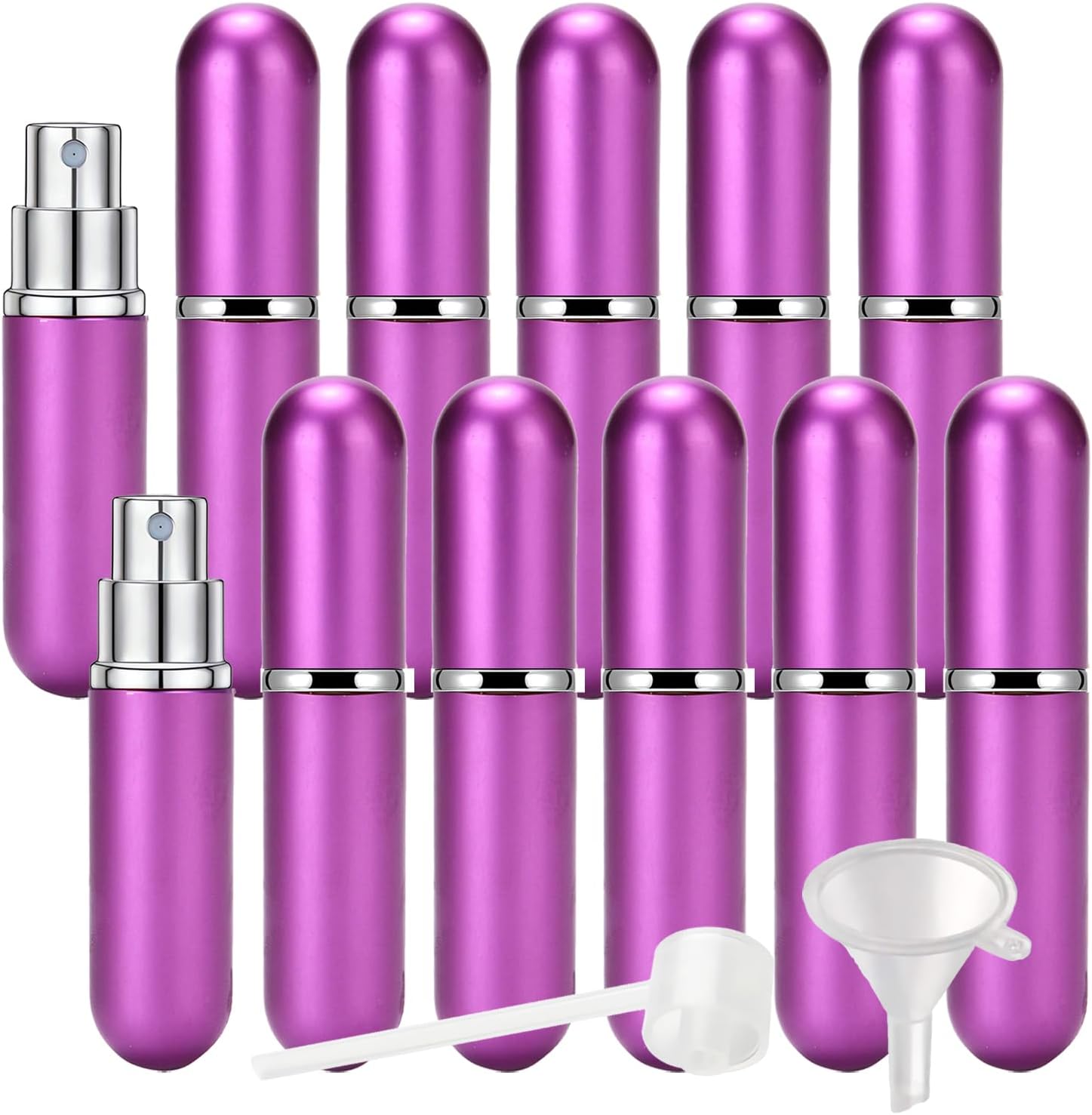 Pack of 24,Mini 5ml Empty Red Aluminium Round Perfume Bottle,Glass Perfume Atomiser Refillable,Travel Size Portable Atomiser Spray,Cologne Dispenser for Women and Man(Purple/Gold)