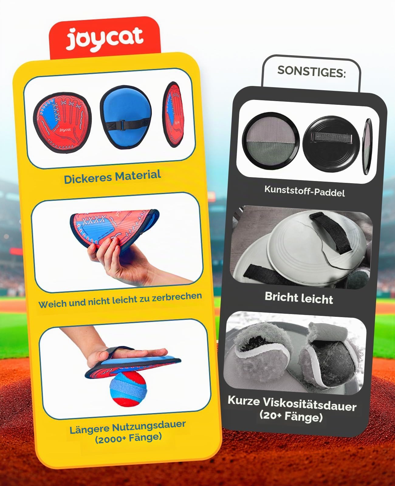 JoyCat Klettballspiel für Kinder Klettball Strandspielzeug Outdoor Spielzeug Wurfspiel Kinder Erwachsene Garten Outdoor Draußen Strand Spiele Klettspiel Kinder Spiele Geschenke 4 5 6 7 8 9 10 Jahre