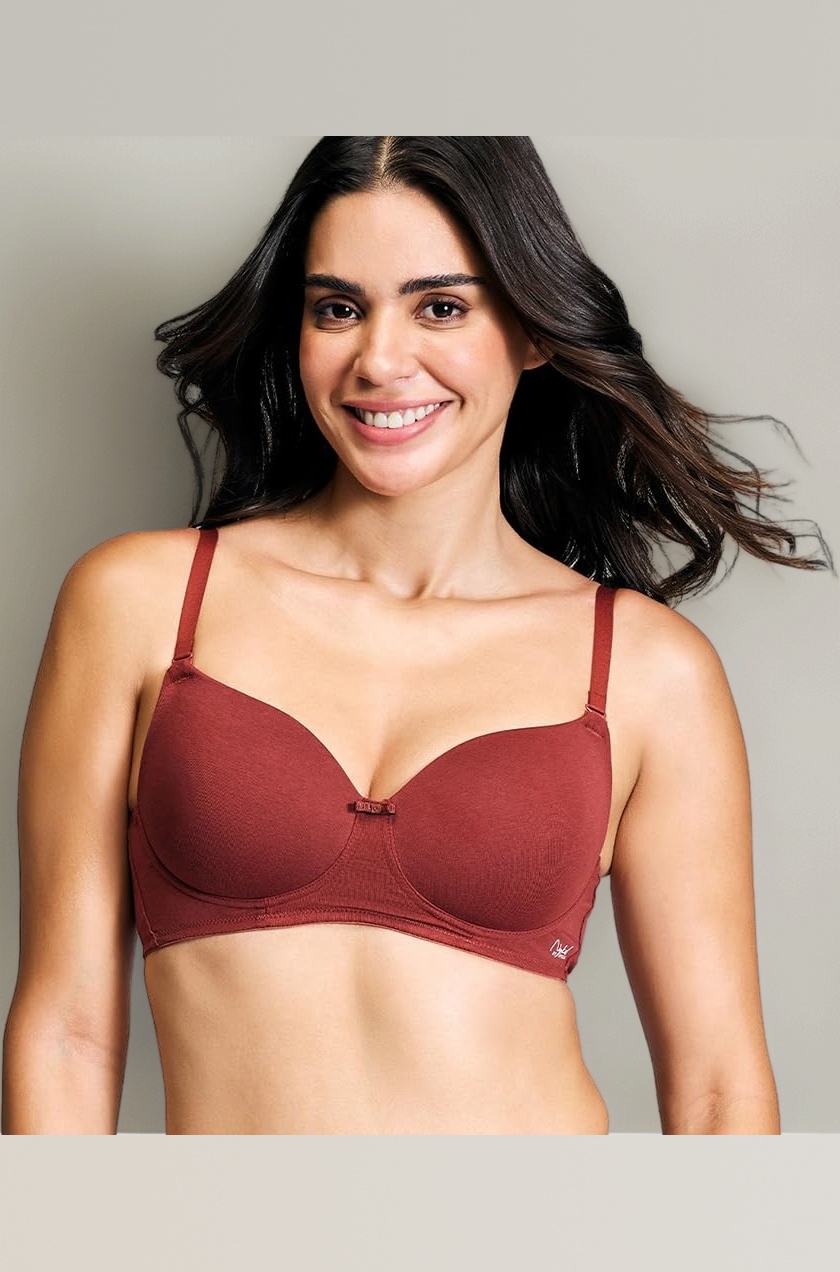 - (NYB198) Cotton Lightly Padded & Non Wired T-Shirt Bra for Women | Medium Coverage Bra with Soft Detachable Straps | Ideal for All Day Comfort