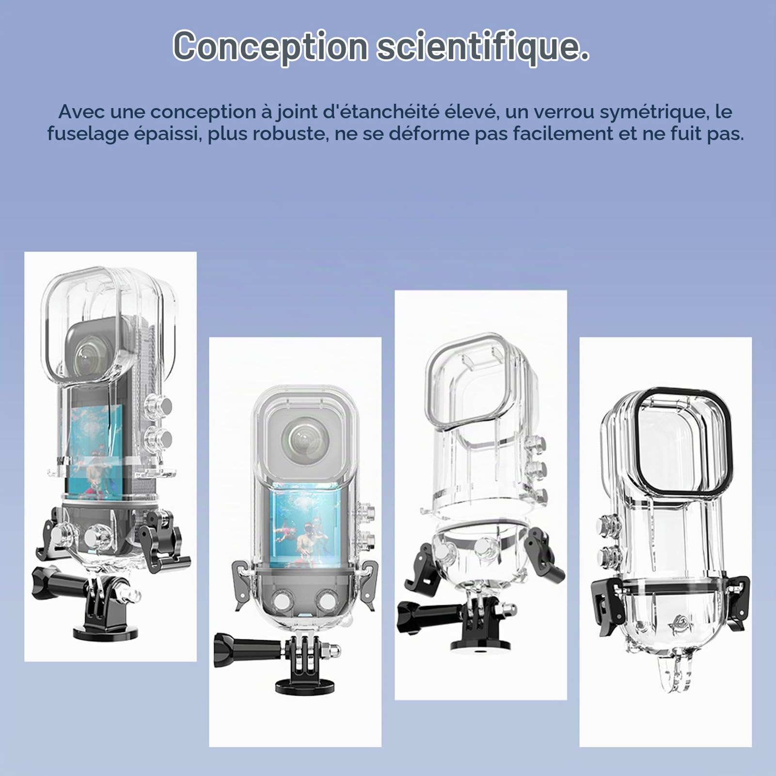 Étui de Plongée pour Caméra d'action X3, Boîtier de Plongée sous-Marine pour X3, Boîtier de Photographie avec Support, étanche jusqu'à 45 M