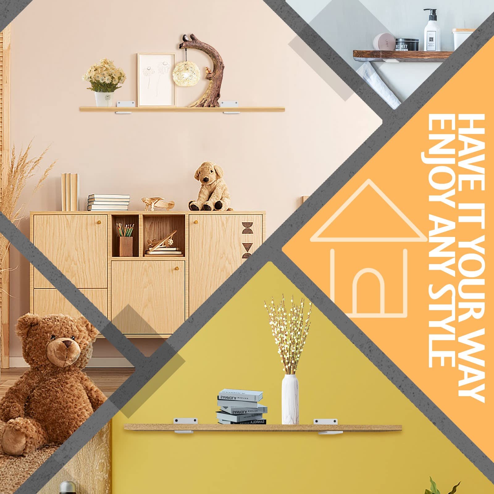 CUZURLUV Shelf Bracket( White) , 6� Quarter Inch (1/4") Thick- Max Load: 220 lb Rustic Industrial Modern Farmhouse Heavy Duty Bracket for DIY Table Bench, Pack of 6