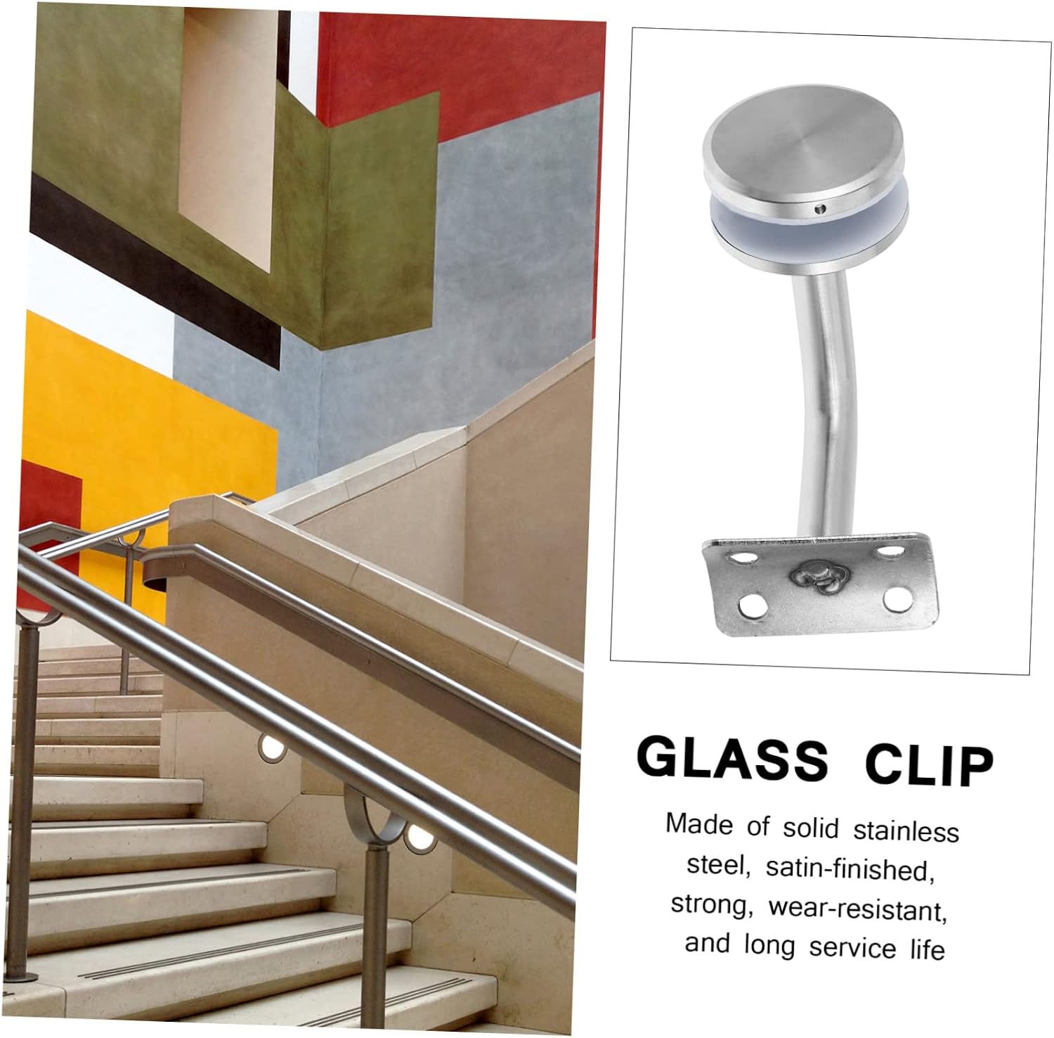 NUOBESTY Stainless Steel 304 Glass Clamp Handrail Bracket Heavy Duty Glass Fixing Clip for Stair Railing for Indoor and Outdoor Use