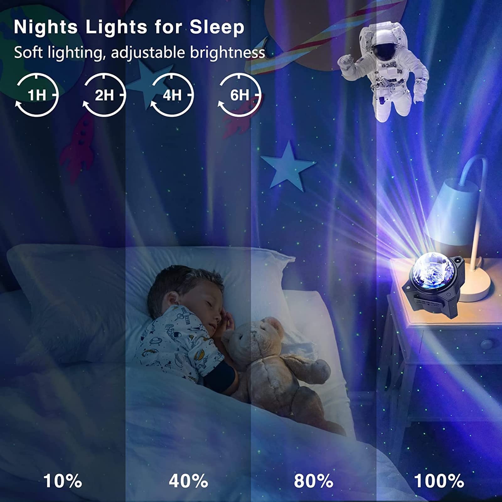 Światło projektora, projektor Led Starry Star Light, zmiana koloru z głośnikiem muzycznym Bluetooth i pilotem i zegarem na lampkę nocną 3 w 1 Kids Adult Gift Party Urodziny Wystrój sypialni