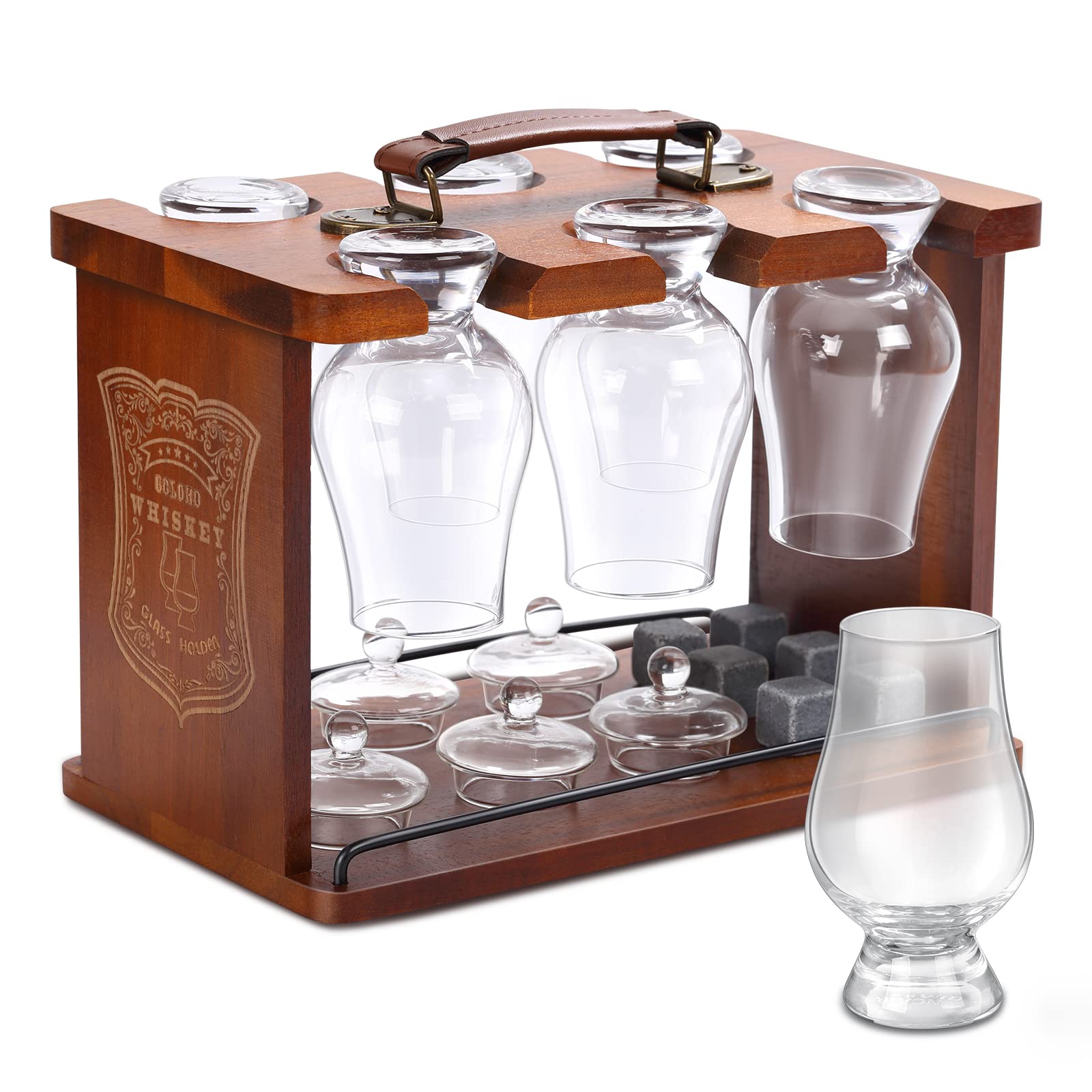 Buy Whiskey Glass Holder for Glencairn Whisky Glasses Wood Bourbon