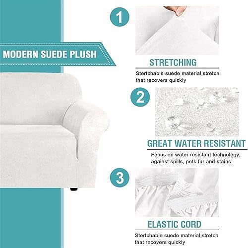 Miniatura 2 de NA - Funda universal de felpa de terciopelo de alta elasticidad, repelente al agua, protector de muebles de gamuza, para niños, mascotas, gatos,