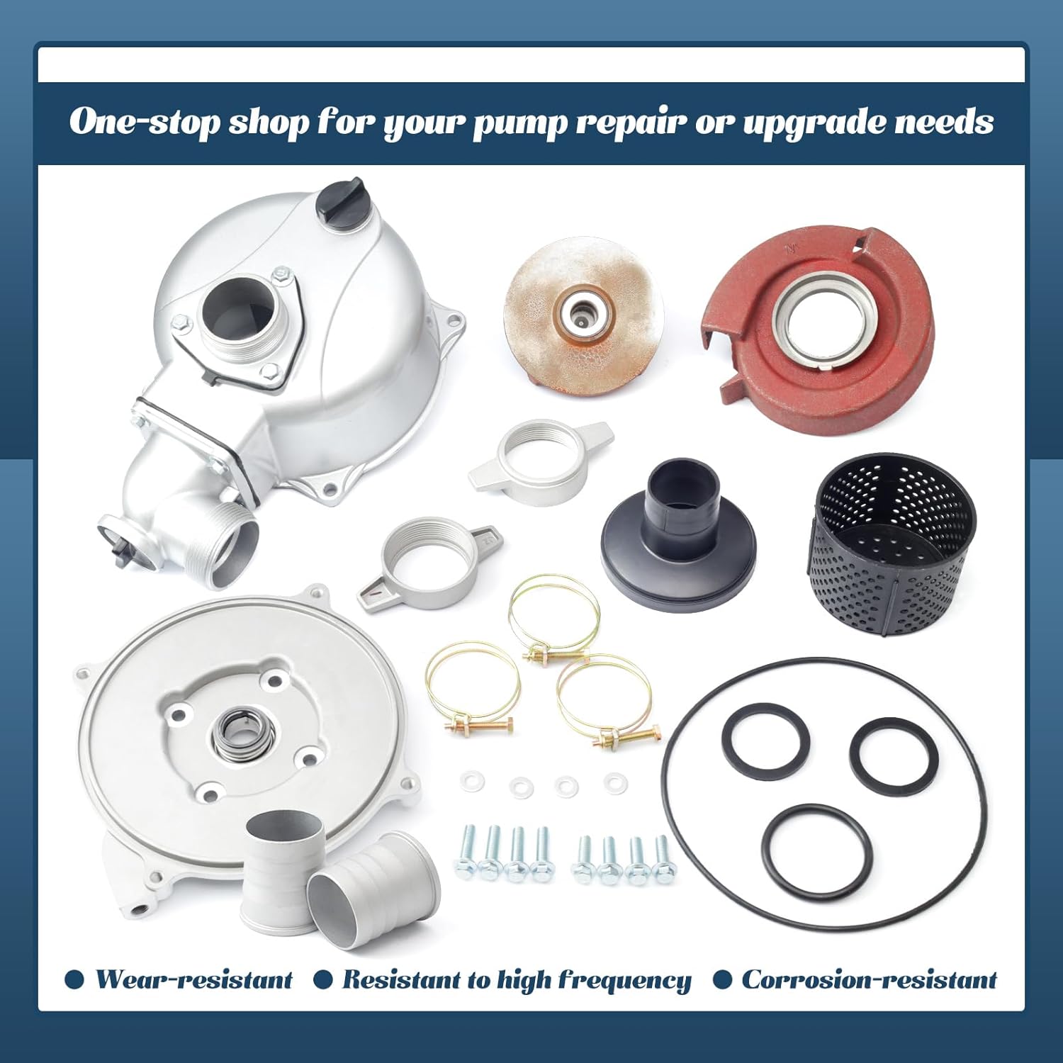 2 In Threaded Shaft Semi-trash Water Pump Replacement for 3/4-Inch Threaded Shaft Engines for 2” NPT Inlet and Outlet Port Pump Operating System
