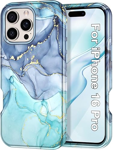 Miniatura 29 de Btscase Funda para iPhone 16e (2025), [probada en caídas de grado militar] Diseño de patrón de mármol delgado, resistente, a prueba de golpes, para