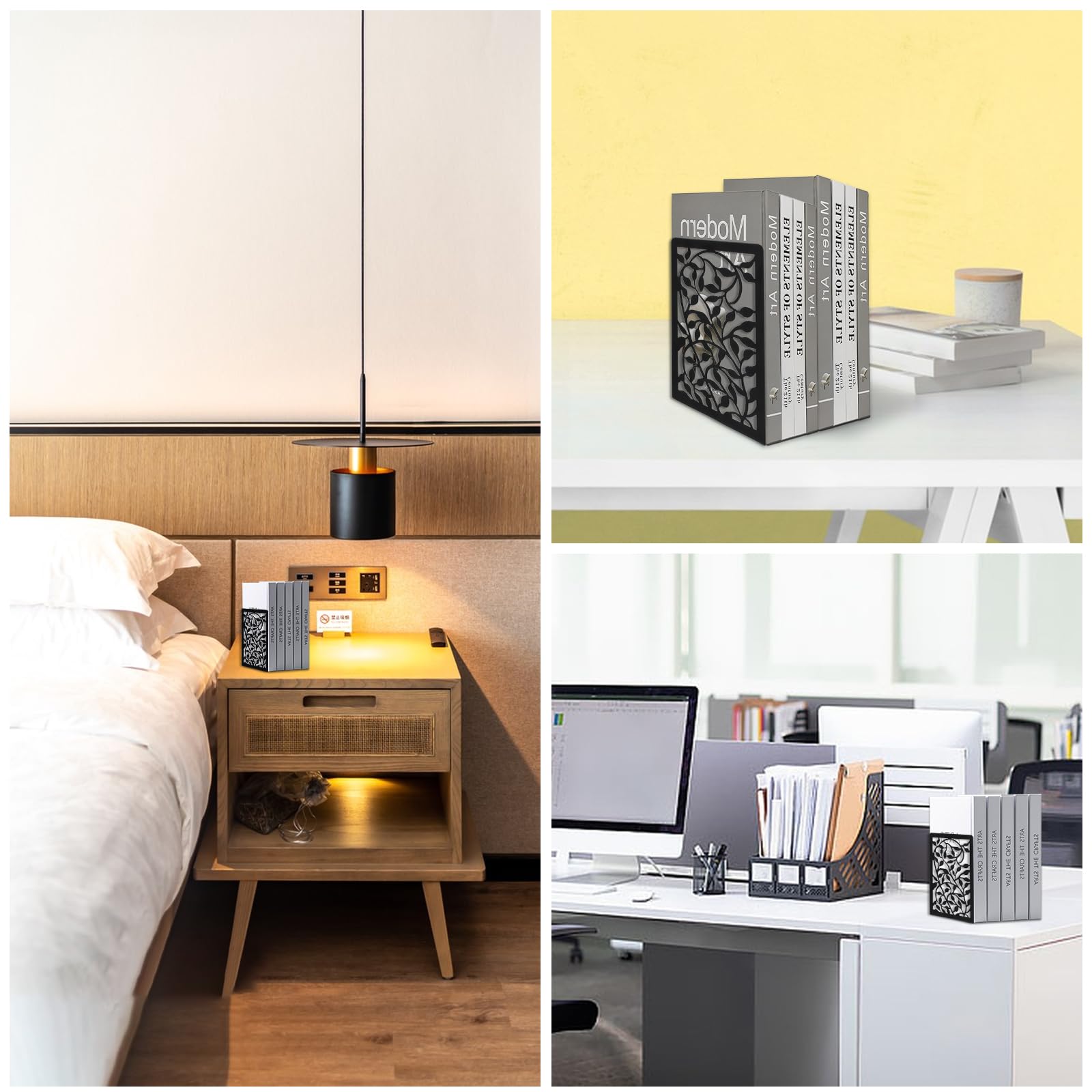 1 Par Podpórki na Książki, Metalowe podpórki na Książki, Czarne Metalowe Książki, Book Holder Bookends, Podręcznik do Regału, Podręcznik, Podręcznik do Biura Szkolnego domowego Podręcznik do Nut