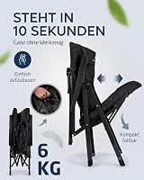 Scaun de camping pliabil premium NORDMUT cu spătar înalt - Scaun de grădină reglabil în 4 poziții, cu o capacitate de încărcare de 140 kg - Antracit 6