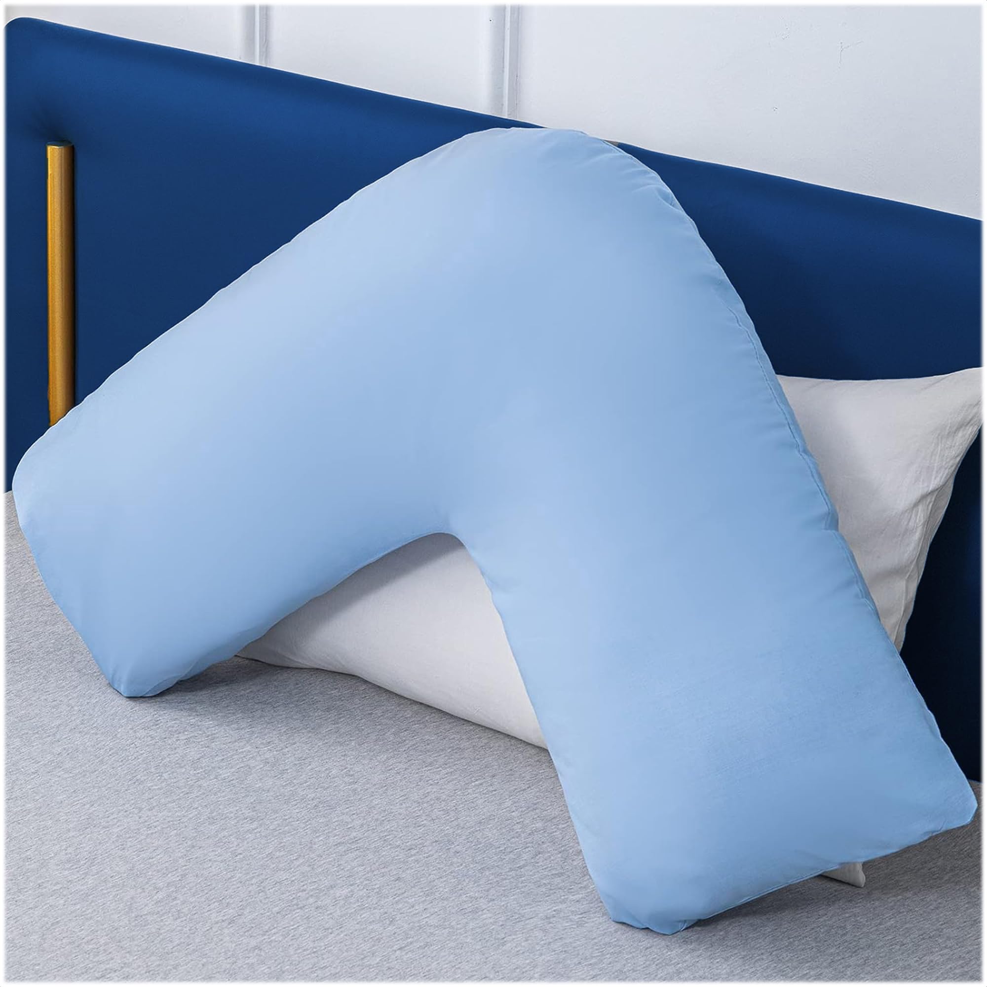 LSC Pregnancy V Pillow with Polycotton Pillowcase Orthopedic V Shaped Pillow for Maternity Nursing & Body Support Comfortable Support for Head Neck Back & Legs (Duck Egg) โ image 1
