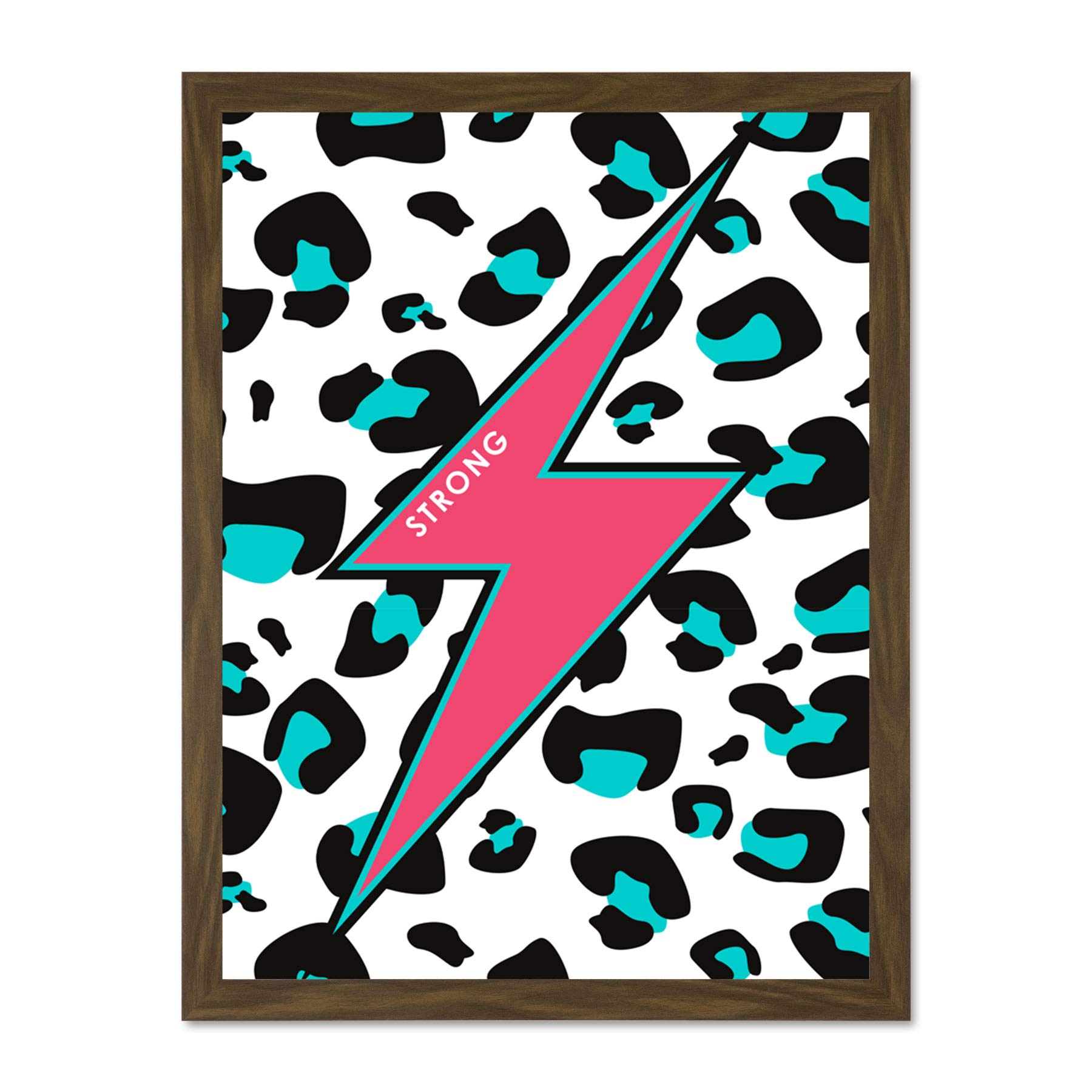 Wee Blue Coo Pink Teal Leopard Reverse Strong Large Framed Art Print Wall Poster 18x24 inch