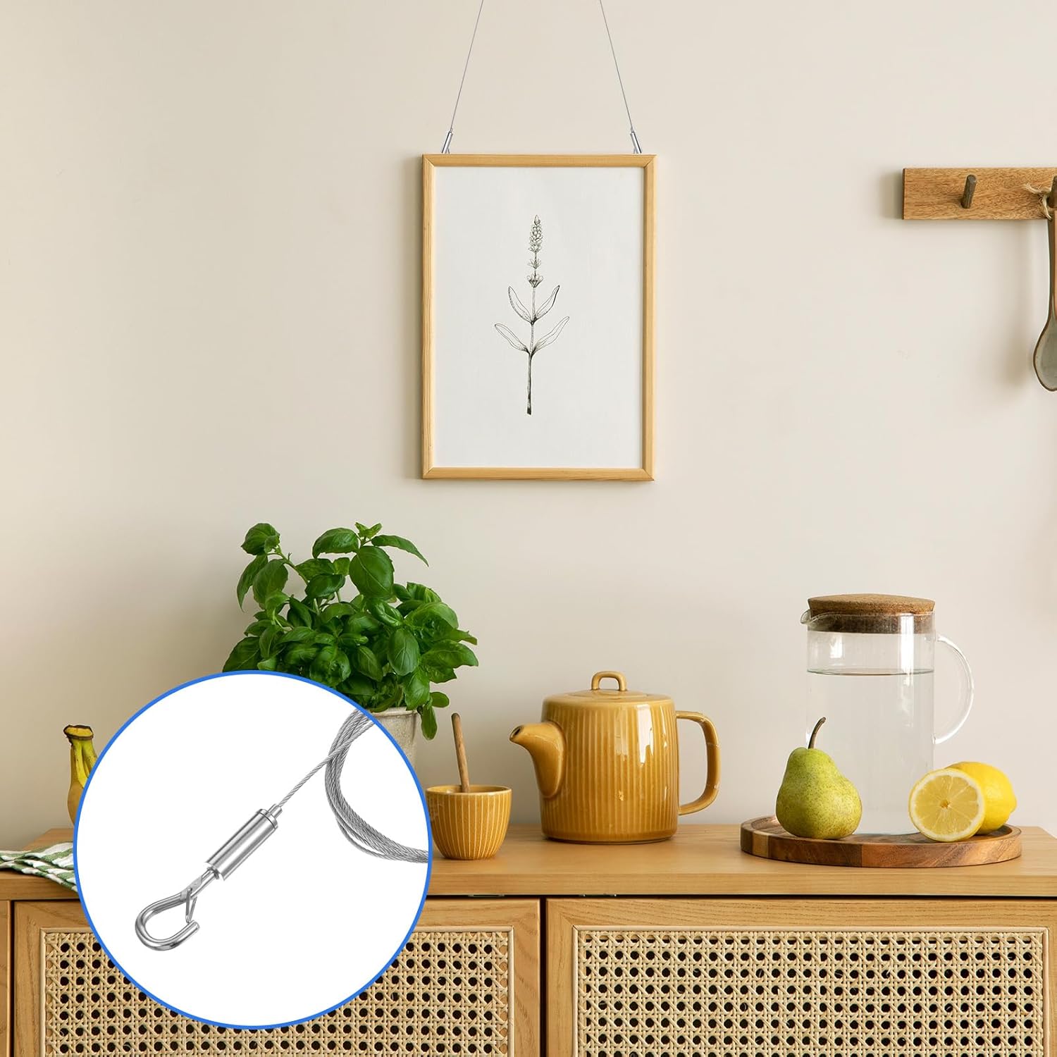 10 Pcs Adjustable Picture Hanging Wire, 6.56FT Mirror Frame Hanging Kit, Heavy Duty Stainless Steel Wire Rope for Hangings Mirrors,Frames,Pictures,Billboards,Basket,Flowerpot,Supports Up to 66lbs