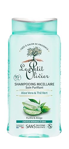 Le Petit Olivier Champú Micelar Purificante - Aloe Vera y té verde - Limpia el cabello - Reduce el exceso de sebo - Adecuado para cabello normal a