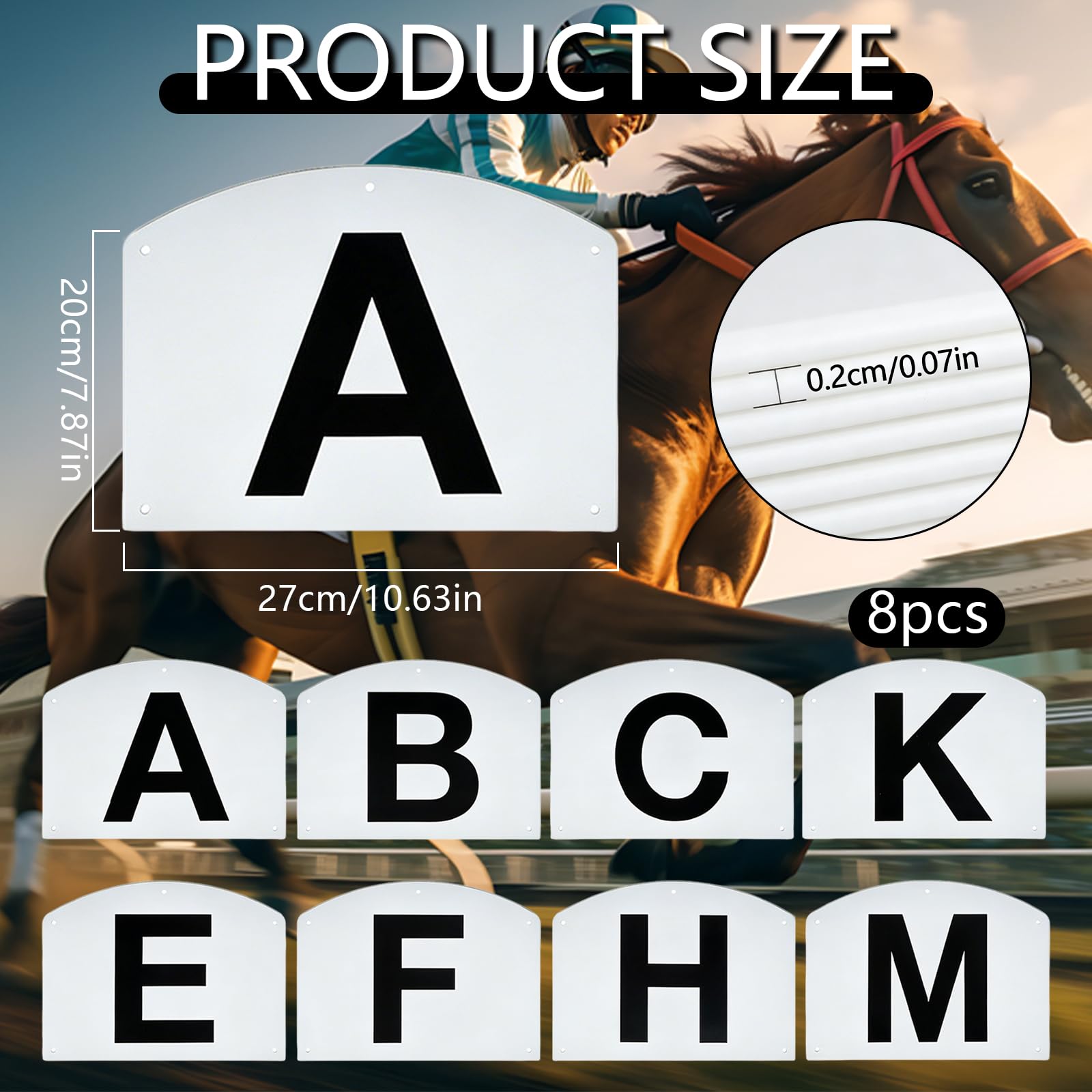 Dressurviereck Buchstaben Set für Reitplatz, 8 Stück Dressur Viereck Buchstaben Wettkampf Dressurmarker, Markierungstafeln für Reitsport & Pferdetraining
