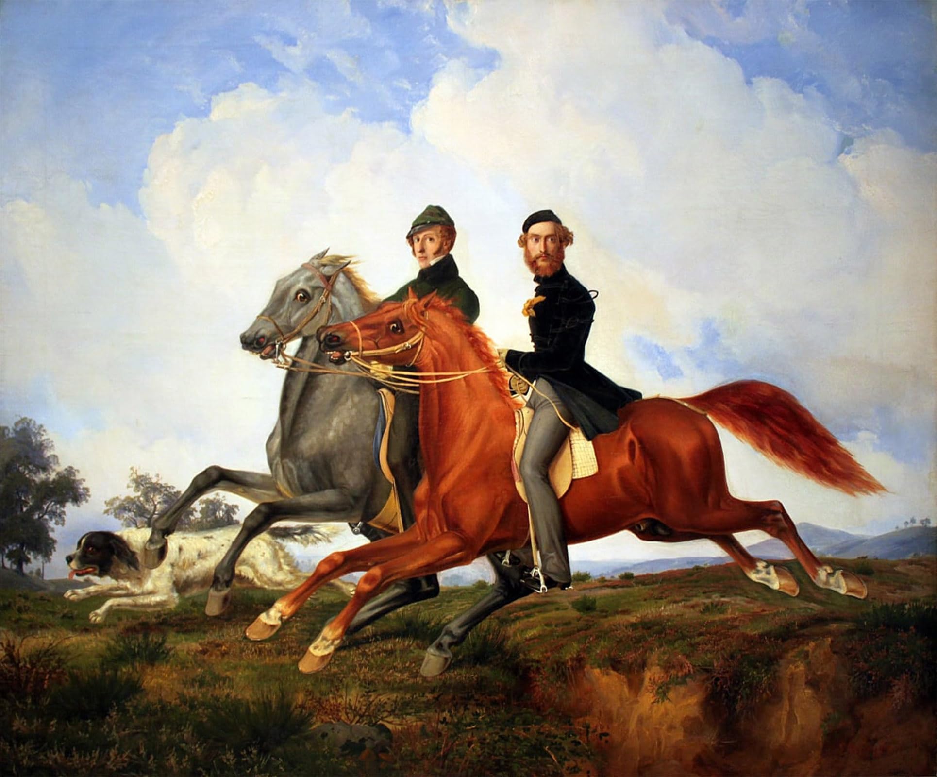 ARTXLXXBN Famous Art Print Poster Vintage Wall Art Two Horsemen Galloping by Krüger Canvas Art Poster for Home Decor 60x90cm