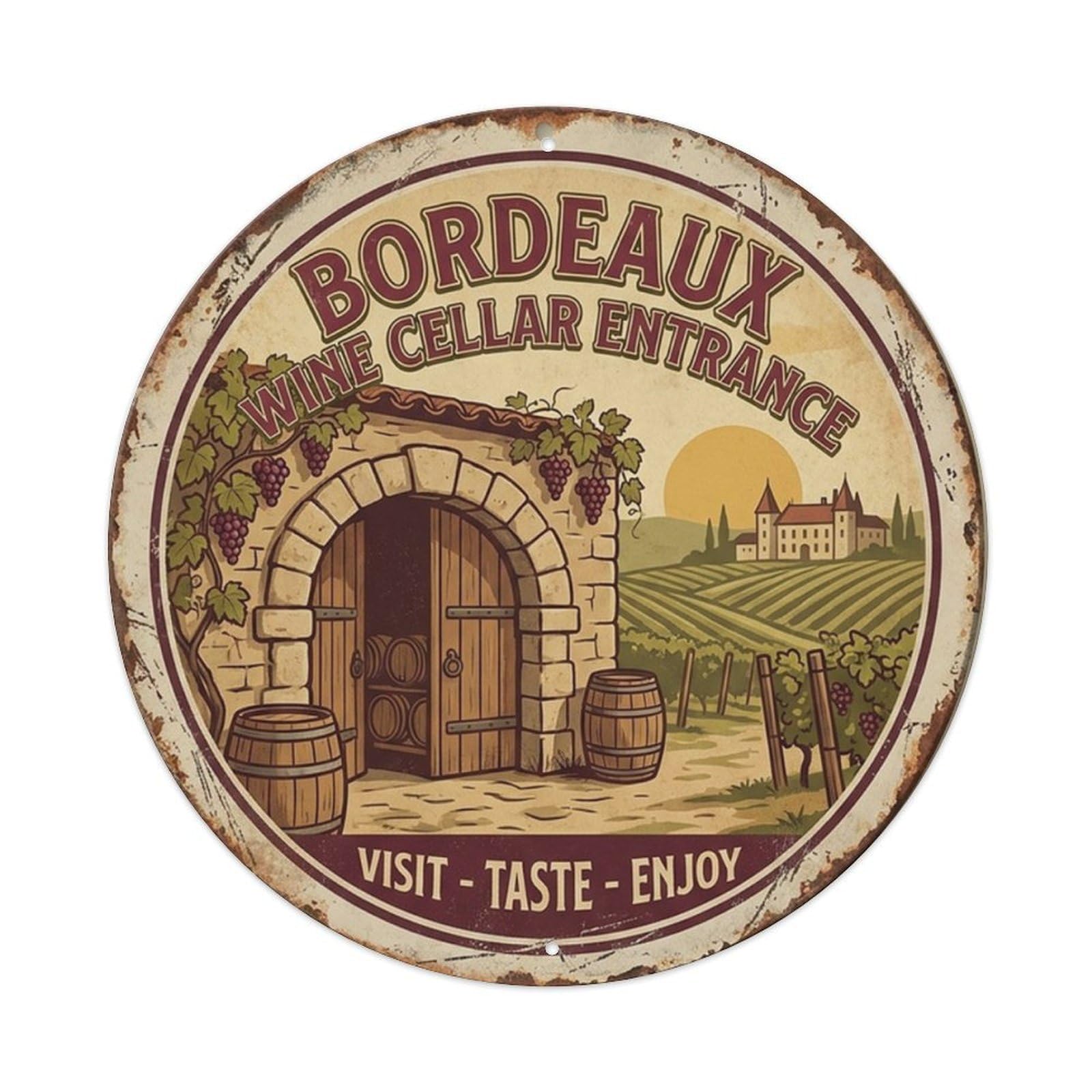 France Bordeaux Wine Cellar Entrance Landmark Travel Metal Tin Sign