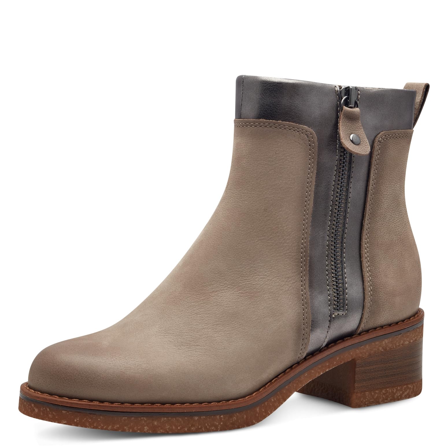 MARCO TOZZI Damen Stiefeletten mit Absatz mit Lederanteil Blockabsatz