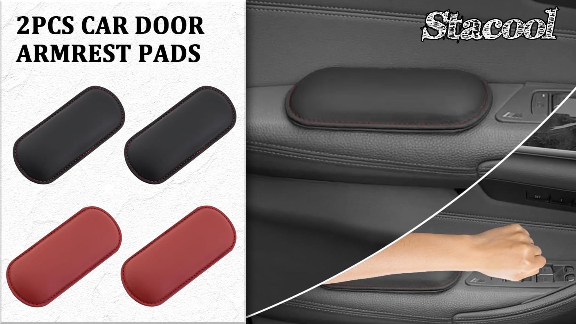 Cojines Para Piernas Y Reposabrazos De Coche - Pack De 2, Piel Sintética, Autoadhesivos, 18x8x2.8 Cm - Protegen Y Añaden Comodidad Al Conducir