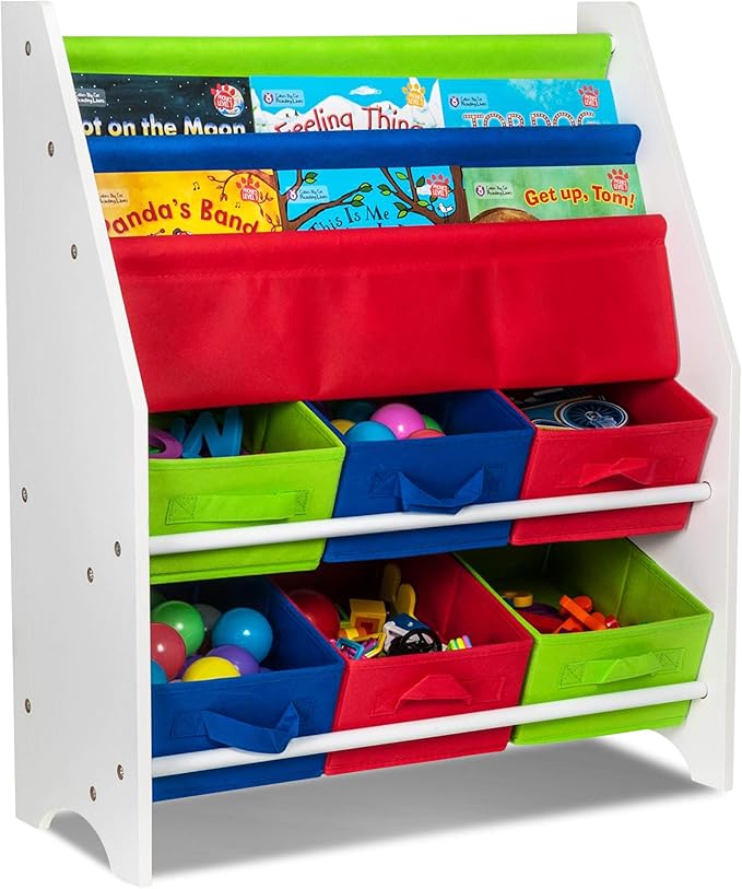 LIVIVO Child's Sling Storage Bookshelf & Toy Storage Basket Box