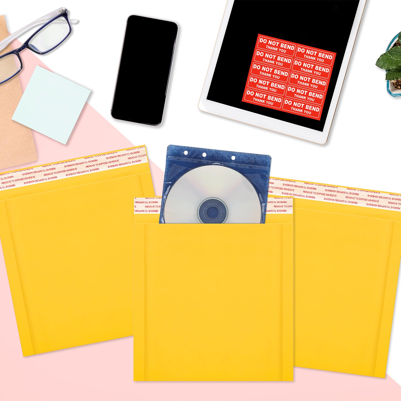 Tioncy Lot de 100 enveloppes à bulles en kraft pour petites entreprises, 18,3 x 20,5 cm, enveloppes rembourrées pour CD, jeux vidéo