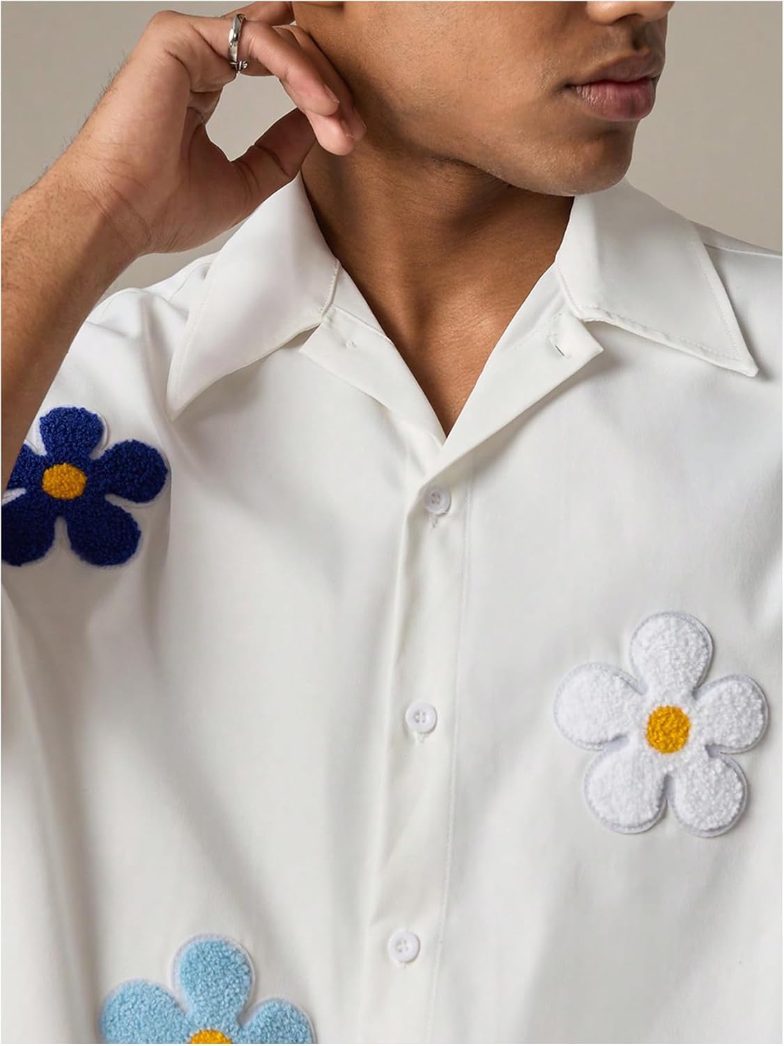 SHENHE Men's Oversized Short Sleeve Button Down Floral Shirt Collared Summer Streetwear Top - Image 4