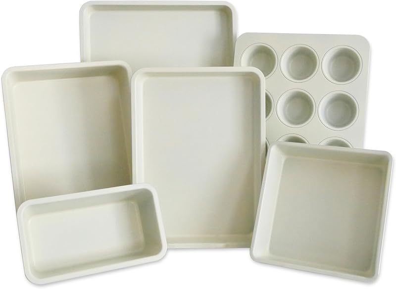 Kitchen Gear by USA Pan Juego de 6 sartenes de cerámica antiadherentes para hornear