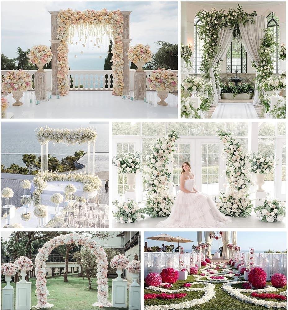 Artificial Roses 50 Pcs Velvet Silk Rose Real Touch Long Stem Fake Flowers Bulk for Flower Arrangement Wedding Centerpieces Home Party Decor (White) - Image 3