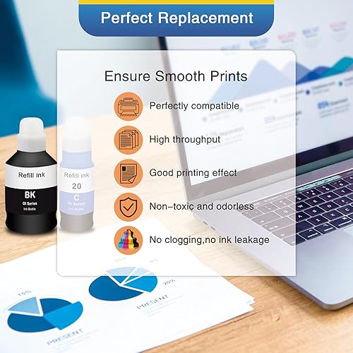 Miniatura 5 de Repuesto de tinta de tinte compatible para impresoras Canon GI-20 GI20 GI20 para impresoras Canon G6020 G7020 G5020 MegaTank, repuesto de tinta